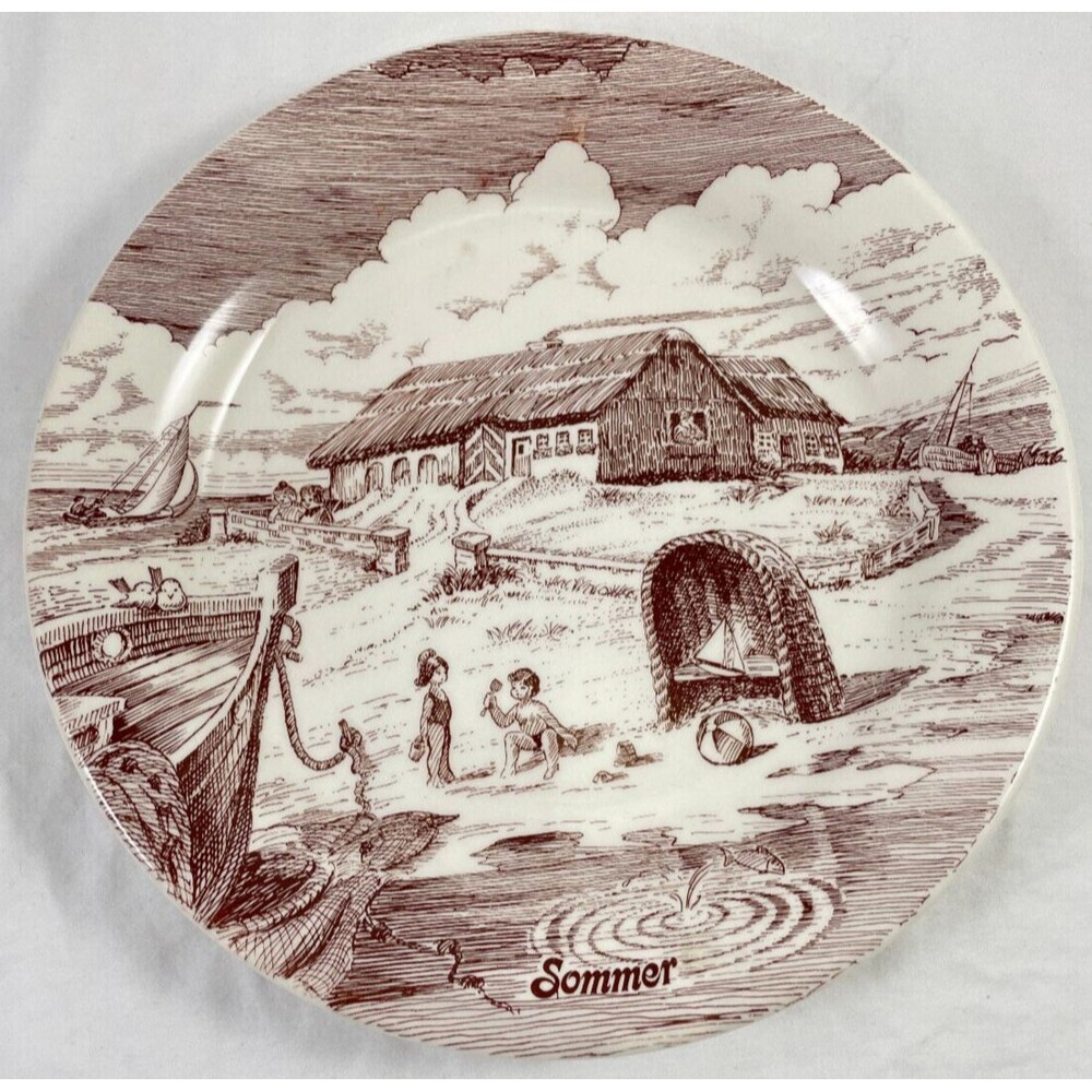 Sommer Beach Scene Plate Shallow Bowl Exclusiv Limitierte Auflage CBM 9.75"